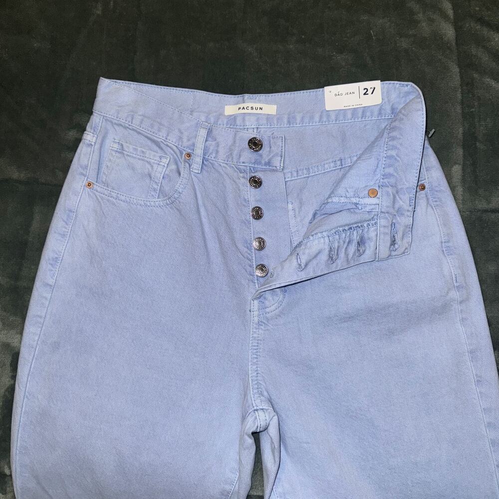 PacSun Dad Jeans Women's 27 Light Blue Denim 100% Cotton High-Rise Straight NWT - Picture 3 of 12